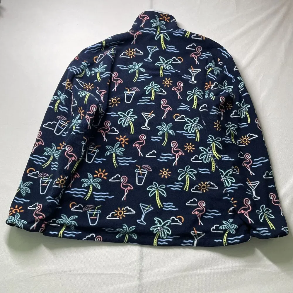 Chubbies The Neon Lights Reversible Fleece Anorak Flamingo Jacket Men's XXL-(mp)